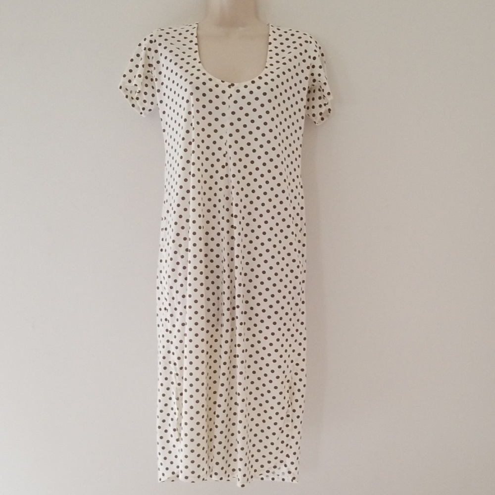 Hand Made Cream Brown Polka Dot Pullover Dress